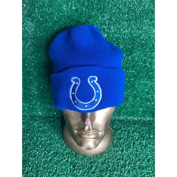VINTAGE NFL Indianapolis Colts Beanie Hat Cap Blue Knit Embroidered 90s - Picture 1 of 5